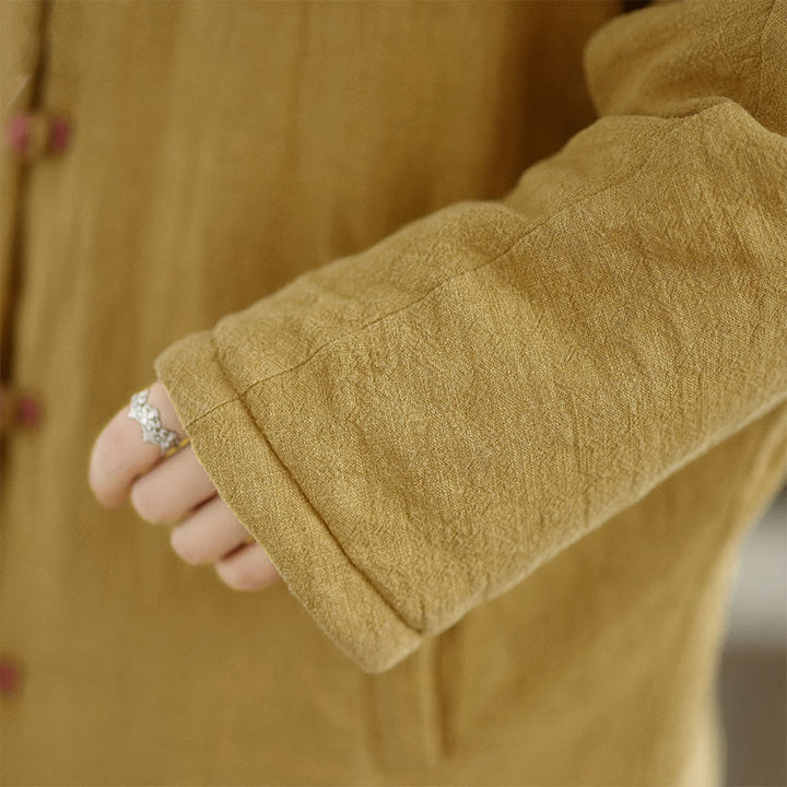 Giacca da donna in cotone spesso con tasche e cappuccio, a maniche lunghe, con bottoni a rana, motivo Buddha Stones - image 8