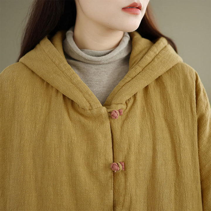 Giacca da donna in cotone spesso con tasche e cappuccio, a maniche lunghe, con bottoni a rana, motivo Buddha Stones - image 7