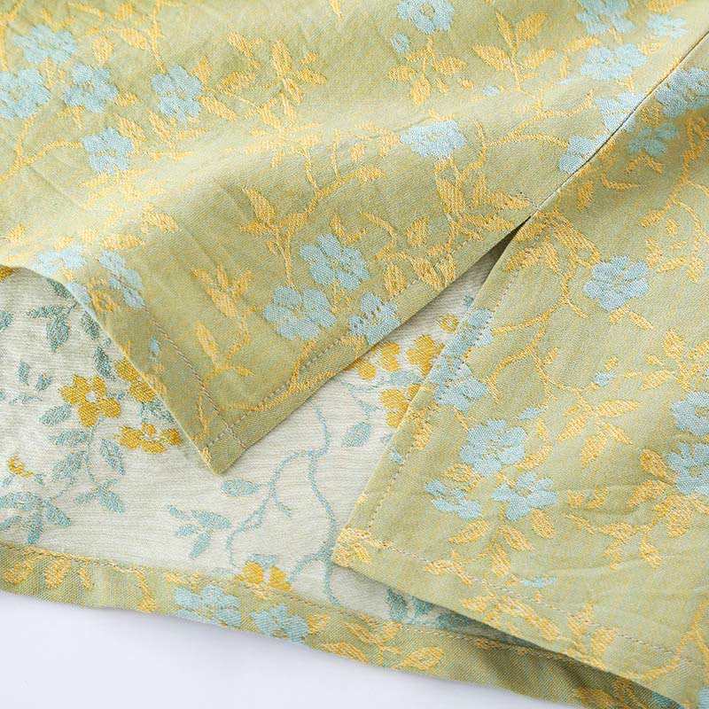 Set pigiama in cotone con maniche lunghe, pantaloni e camicia con scollo a V, motivo floreale colorato Buddha Stones, 2 pezzi, con tasche - image 3