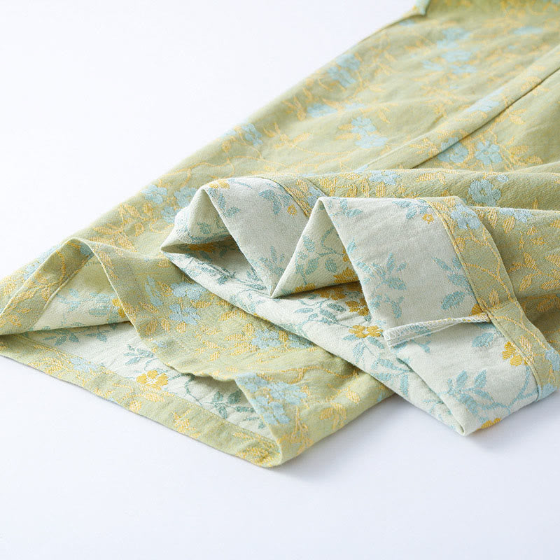 Set pigiama in cotone con maniche lunghe, pantaloni e camicia con scollo a V, motivo floreale colorato Buddha Stones, 2 pezzi, con tasche - image 4