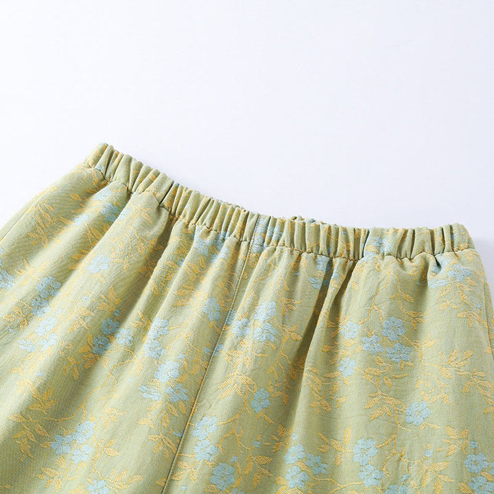 Set pigiama in cotone con maniche lunghe, pantaloni e camicia con scollo a V, motivo floreale colorato Buddha Stones, 2 pezzi, con tasche - image 2