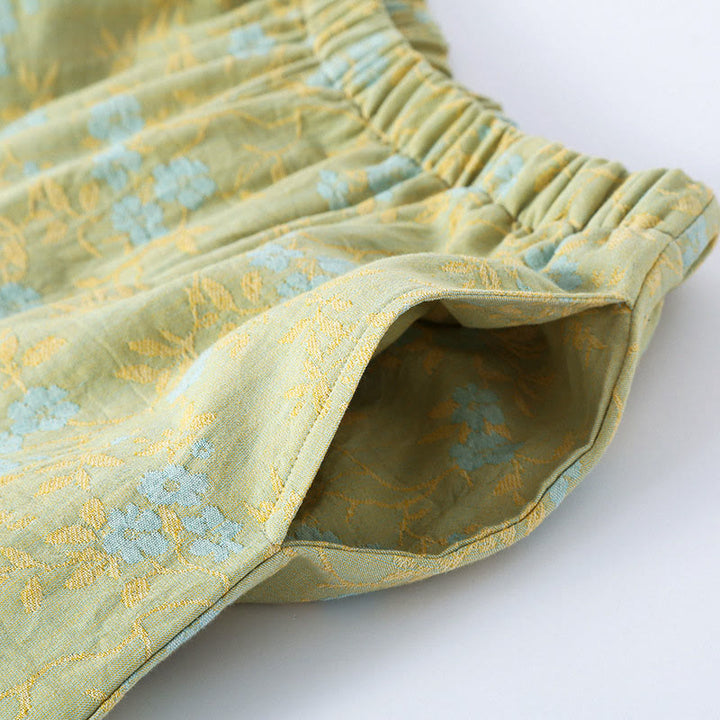 Set pigiama in cotone con maniche lunghe, pantaloni e camicia con scollo a V, motivo floreale colorato Buddha Stones, 2 pezzi, con tasche - image 6