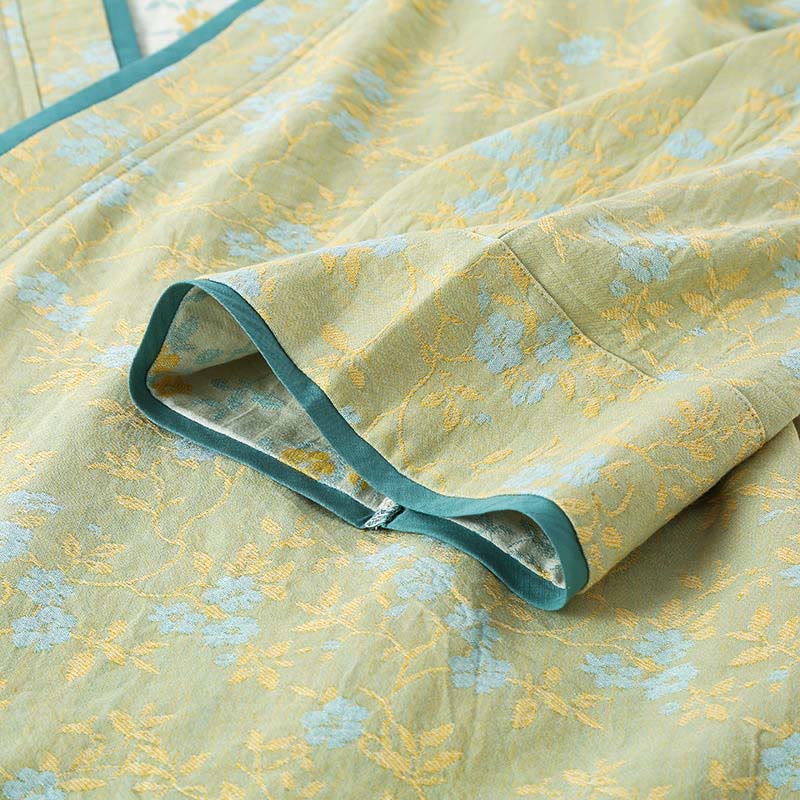 Set pigiama in cotone con maniche lunghe, pantaloni e camicia con scollo a V, motivo floreale colorato Buddha Stones, 2 pezzi, con tasche - image 7