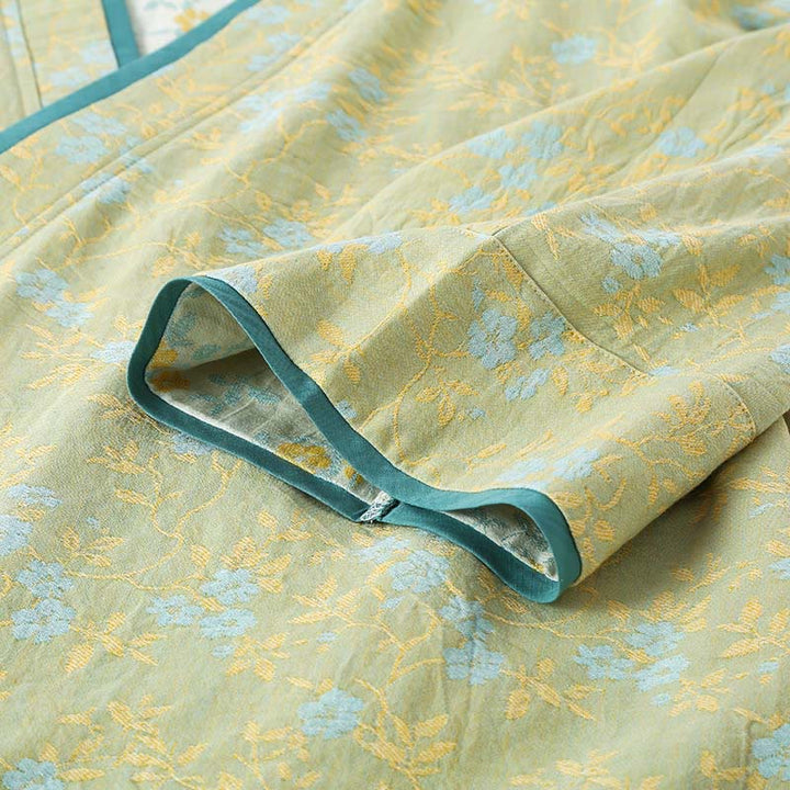 Set pigiama in cotone con maniche lunghe, pantaloni e camicia con scollo a V, motivo floreale colorato Buddha Stones, 2 pezzi, con tasche - image 7