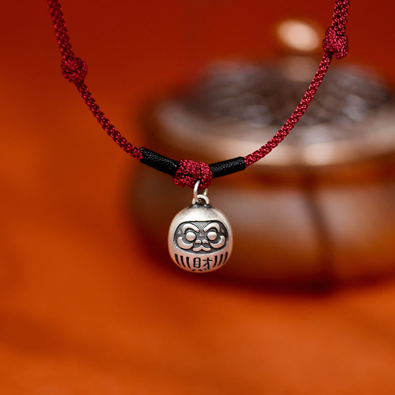 Buddha Stones in argento, ciondolo con carattere Fu, corda rossa, portafortuna regolabile, collare per animali domestici, gatti e cani di piccola taglia - image 1