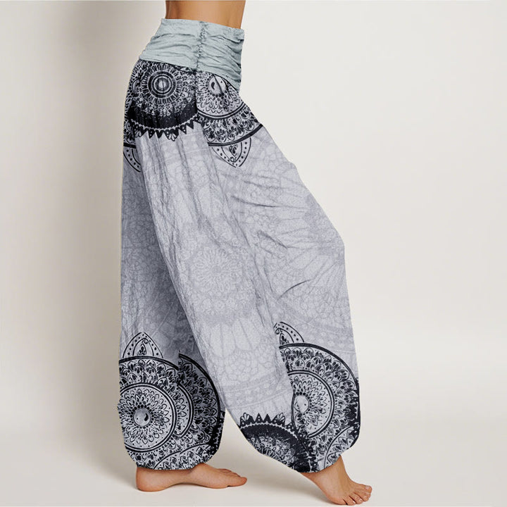 Pantaloni harem da donna con elastico in vita e motivo mandala circolare in puro cotone Buddha Stones - image 11