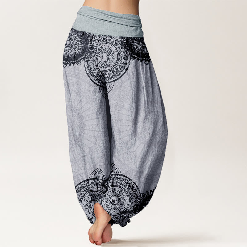Pantaloni harem da donna con elastico in vita e motivo mandala circolare in puro cotone Buddha Stones - image 10