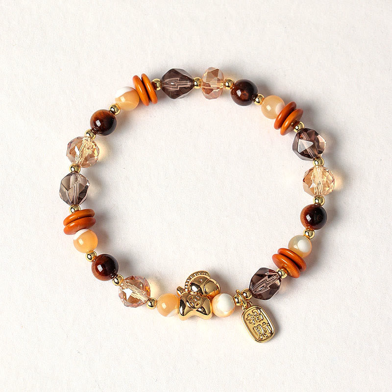 Braccialetto Buddha Stones Tiger Eye Ice Ossidiana Pearl Year of the Horse Lucky Fortune Prosperity - image 1