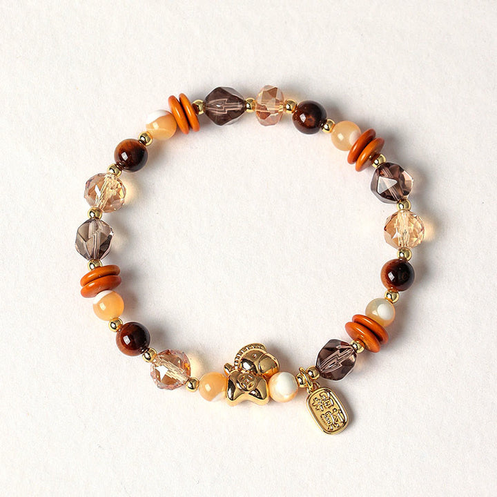 Braccialetto Buddha Stones Tiger Eye Ice Ossidiana Pearl Year of the Horse Lucky Fortune Prosperity - image 1