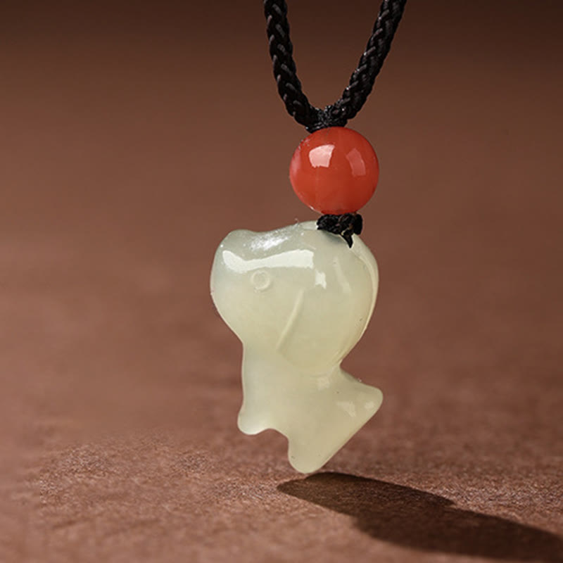 Buddha Stones Zodiaco cinese Anno del cavallo Giada Agata rossa del sud Collana con pendenti della prosperità - Cane - image 26