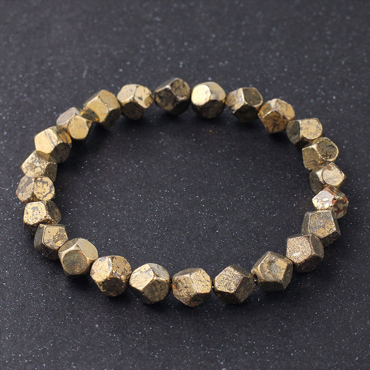 Braccialetto di protezione e fiducia in pirite con perline irregolari Buddha Stones - Pirite (circonferenza del polso: 15-16 cm) - image 0