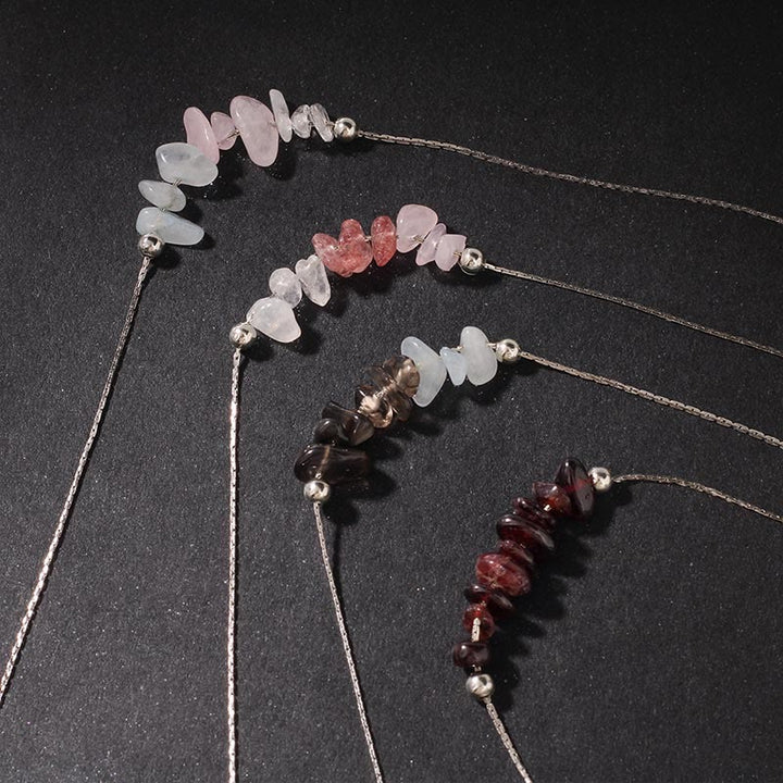 Collana con ciondolo Buddha Stones, ossidiana nera, quarzo fumé, granato, acquamarina, quarzo fragola, cristallo rosa, forza - image 27