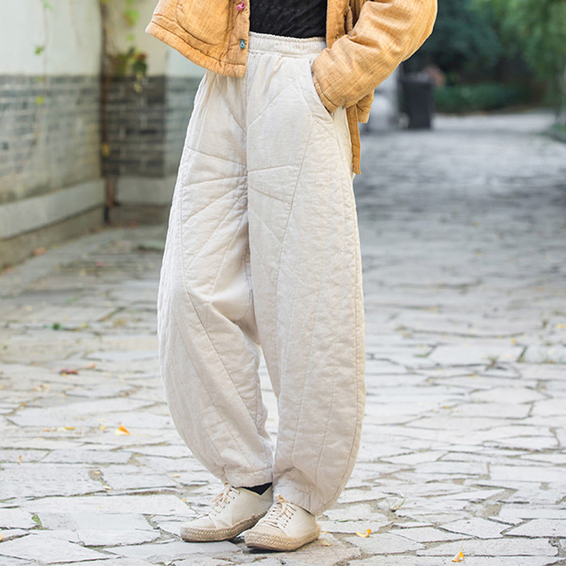 Pantaloni da donna Buddha Stones in cotone spesso e semplice, con tasche, lunghezza 7-8 - image 5