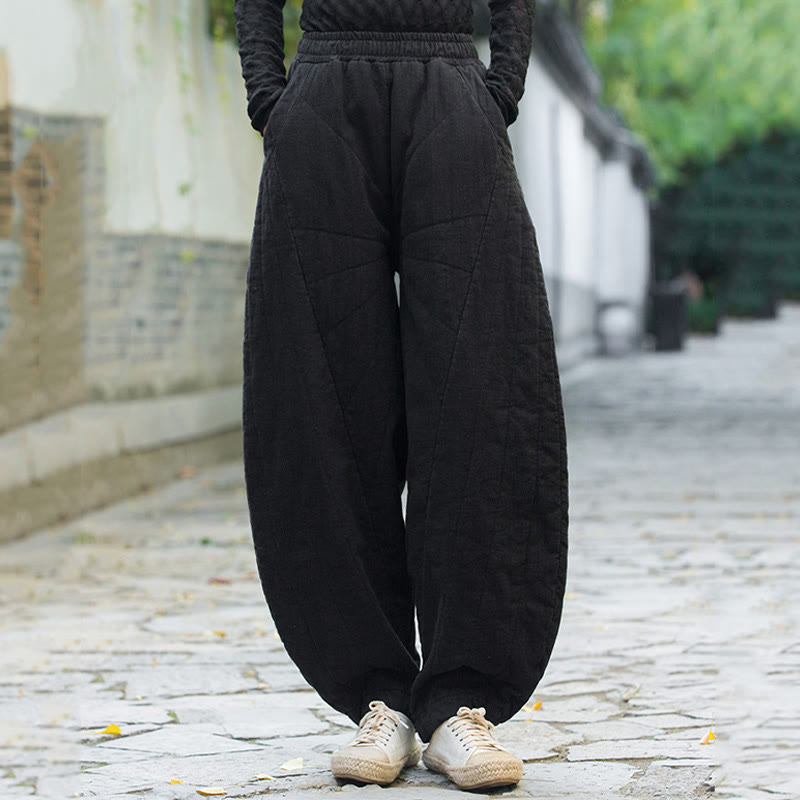 Pantaloni da donna Buddha Stones in cotone spesso e semplice, con tasche, lunghezza 7-8 - image 15