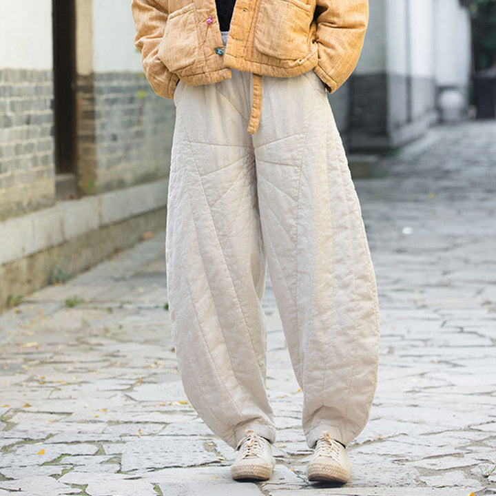 Pantaloni da donna Buddha Stones in cotone spesso e semplice, con tasche, lunghezza 7-8 - image 4