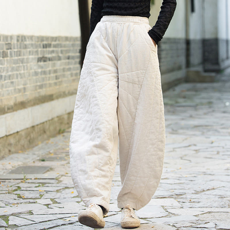 Pantaloni da donna Buddha Stones in cotone spesso e semplice, con tasche, lunghezza 7-8 - image 2