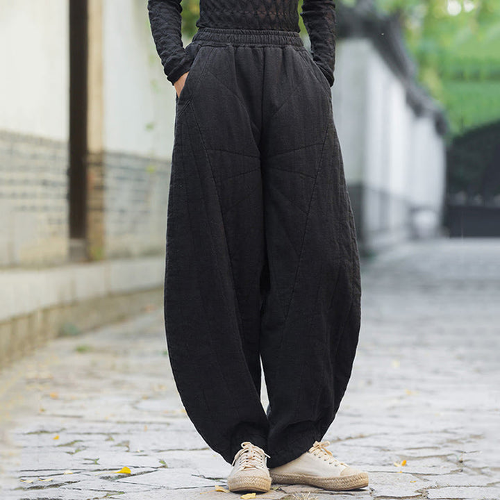 Pantaloni da donna Buddha Stones in cotone spesso e semplice, con tasche, lunghezza 7-8 - image 13