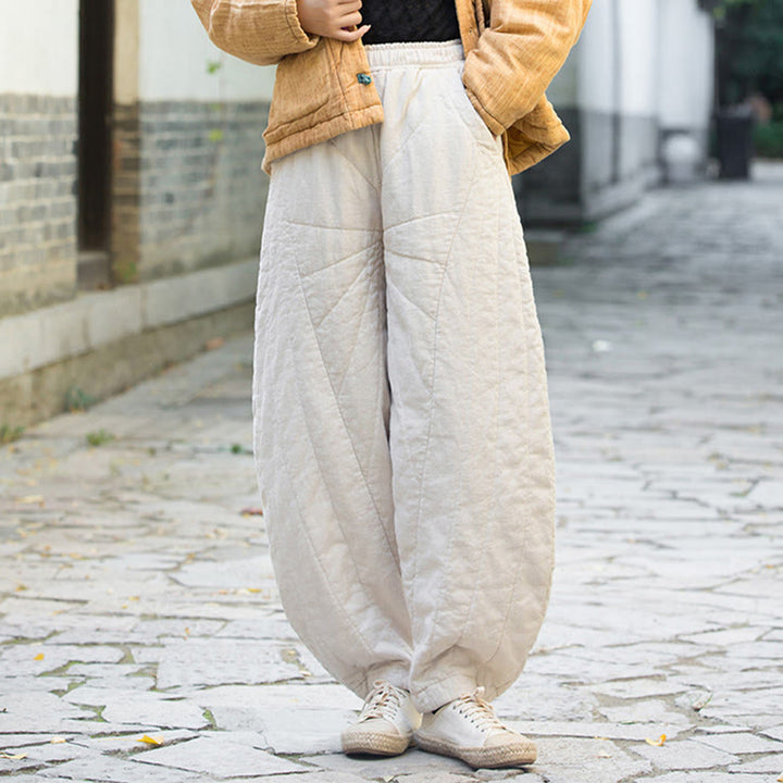 Pantaloni da donna Buddha Stones in cotone spesso e semplice, con tasche, lunghezza 7-8 - image 6