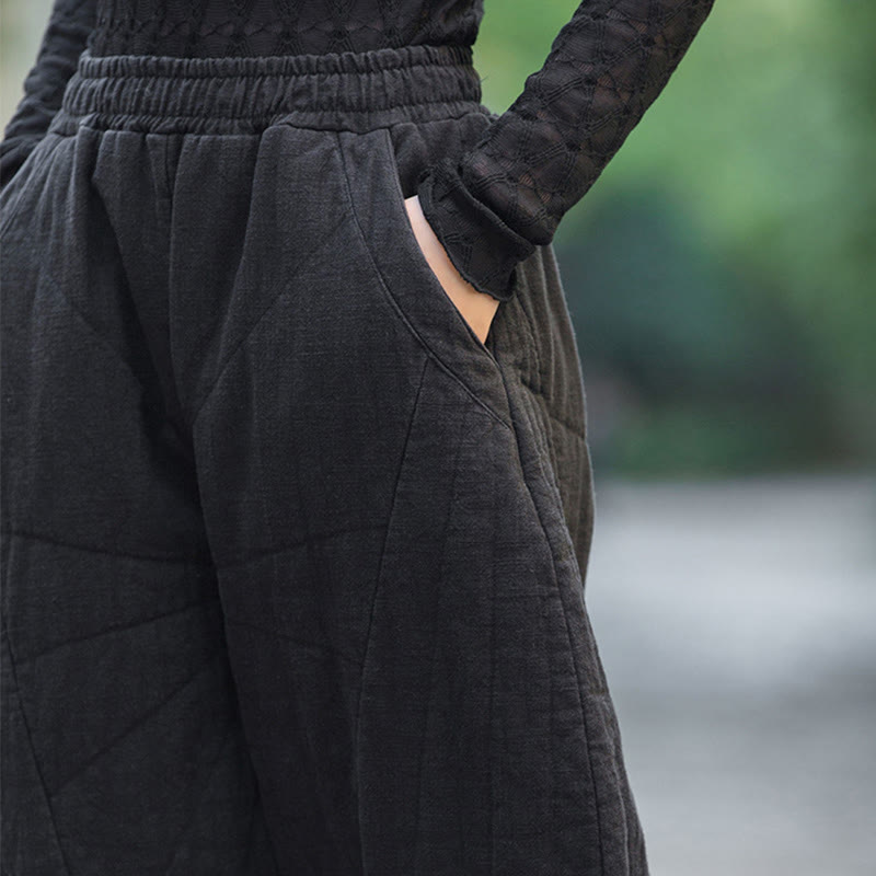 Pantaloni da donna Buddha Stones in cotone spesso e semplice, con tasche, lunghezza 7-8 - image 16