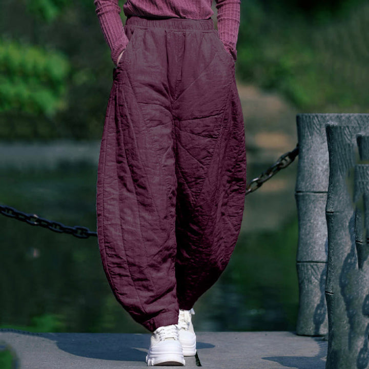 Pantaloni da donna Buddha Stones in cotone spesso e semplice, con tasche, lunghezza 7-8 - Viola - US14, UK/AU18, EU46 (4XL) - image 17