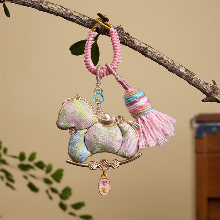 Portachiavi con design a lingotto di zucca multicolore dell'anno del cavallo , Buddha Stones, libertà e prosperità - Cavallo rosa 12*3mm - image 5