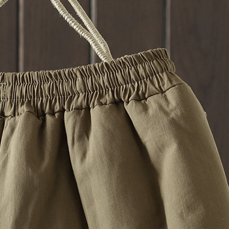 Pantaloni da donna spessi in cotone e poliestere con ricamo, motivo floreale con Buddha Stones tasche - image 8