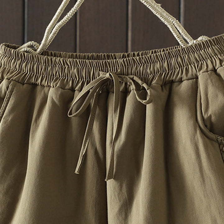 Pantaloni da donna spessi in cotone e poliestere con ricamo, motivo floreale con Buddha Stones tasche - image 9