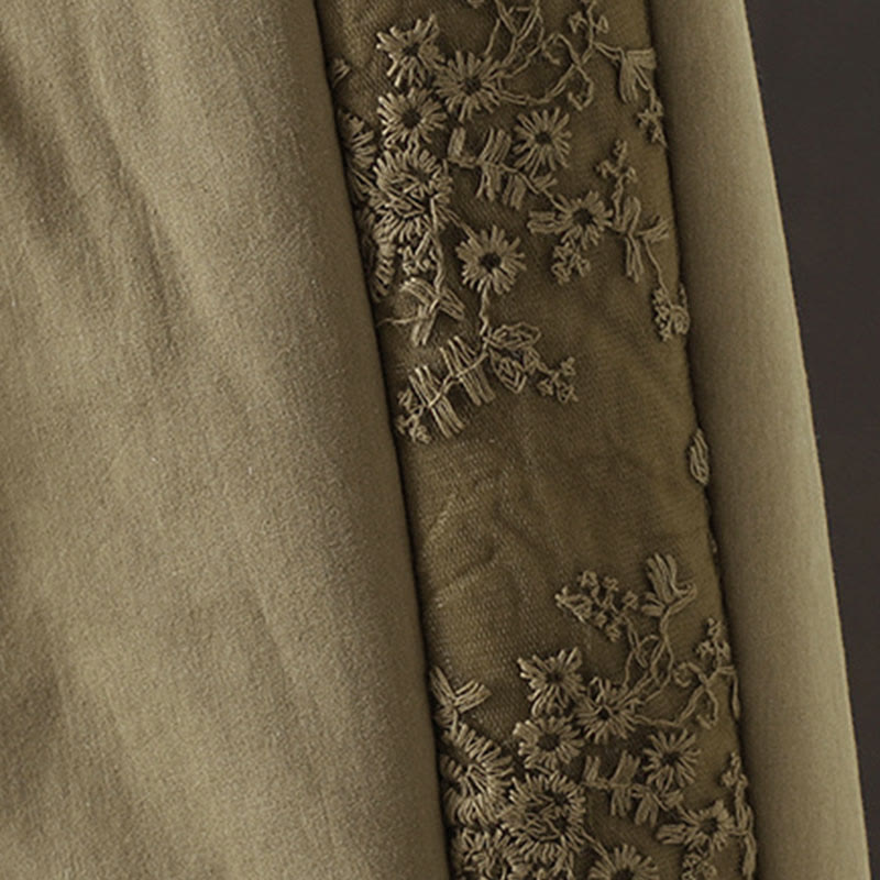 Pantaloni da donna spessi in cotone e poliestere con ricamo, motivo floreale con Buddha Stones tasche - image 13