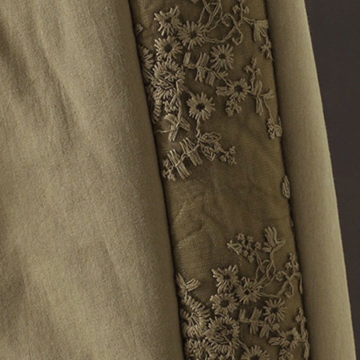 Pantaloni da donna spessi in cotone e poliestere con ricamo, motivo floreale con Buddha Stones tasche - image 13