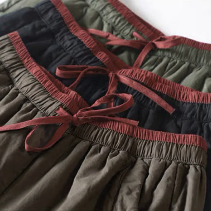 Pantaloni da donna spessi in cotone e poliestere con tasche, tinta unita, motivo Buddha Stones - image 8