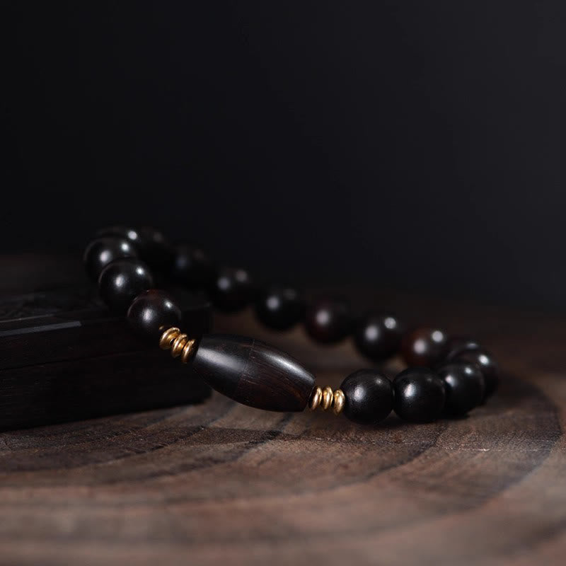 Braccialetto di protezione con perline di ebano e rotolo di Sutra con Buddha Stones - image 4