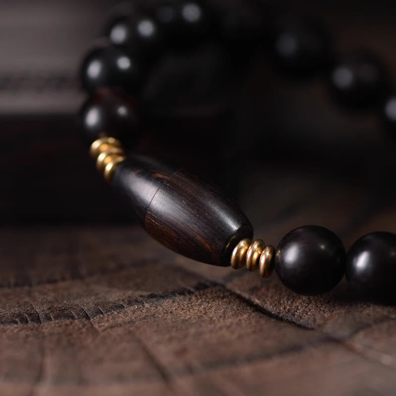 Braccialetto di protezione con perline di ebano e rotolo di Sutra con Buddha Stones - image 7