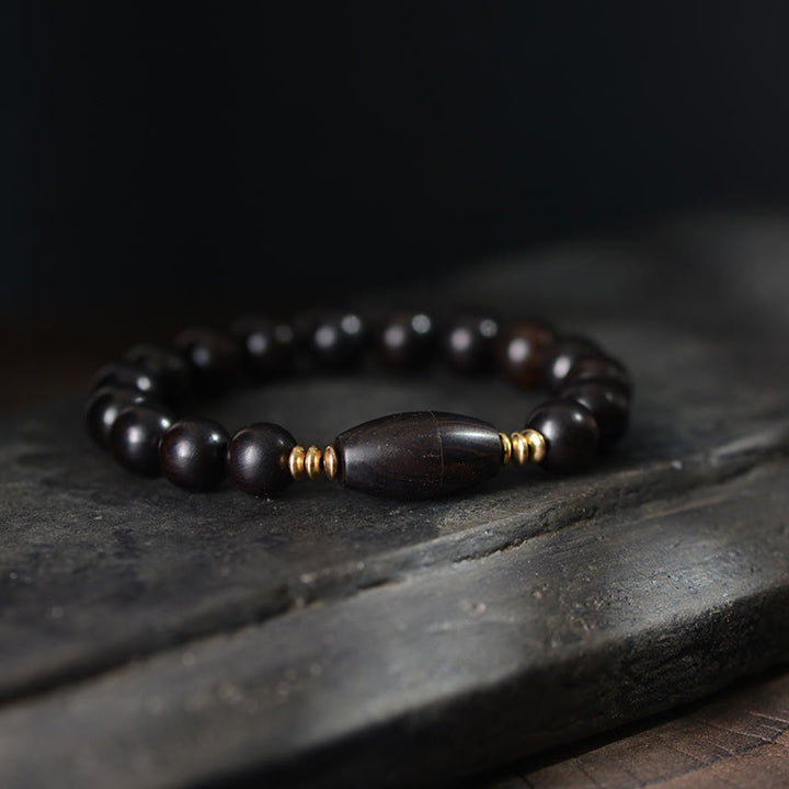 Braccialetto di protezione con perline di ebano e rotolo di Sutra con Buddha Stones - 18-19 cm - image 2