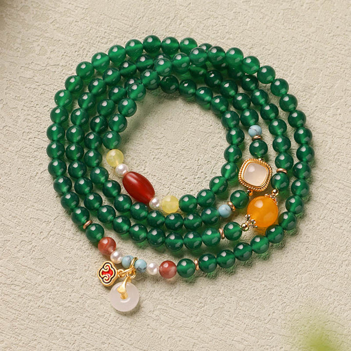 Buddha Stones Fibbia della Pace Agata Verde Potere Supporto Tibet Mala - image 2