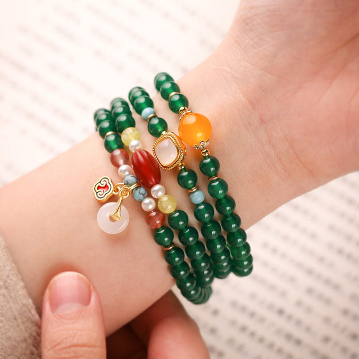 Buddha Stones Fibbia della Pace Agata Verde Potere Supporto Tibet Mala - image 10