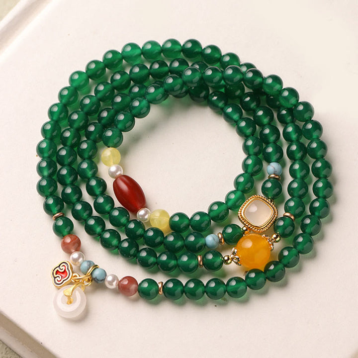 Buddha Stones Fibbia della Pace Agata Verde Potere Supporto Tibet Mala - image 7