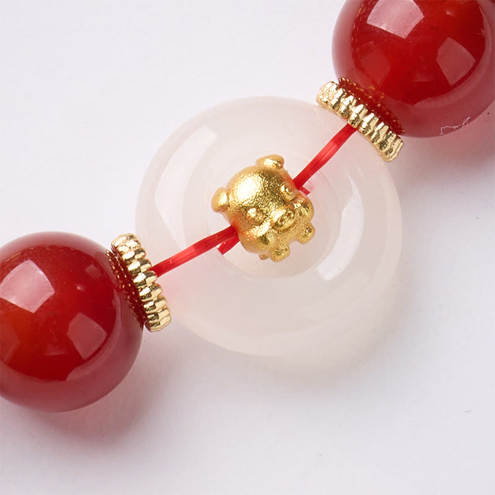 Braccialetto della fiducia Buddha Stones, zodiaco cinese, anno del cavallo, fibbia della pace, agata rossa, calcedonio bianco - image 32