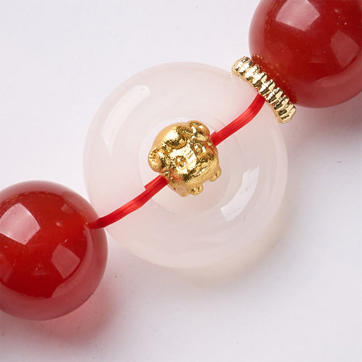 Braccialetto della fiducia Buddha Stones, zodiaco cinese, anno del cavallo, fibbia della pace, agata rossa, calcedonio bianco - image 23