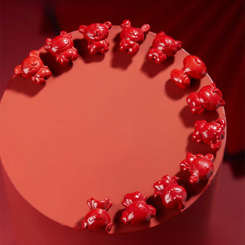 Collana con ciondolo in corda di benedizione in cinabro con design inciso, anno del cavallo, zodiaco cinese Buddha Stones - image 40