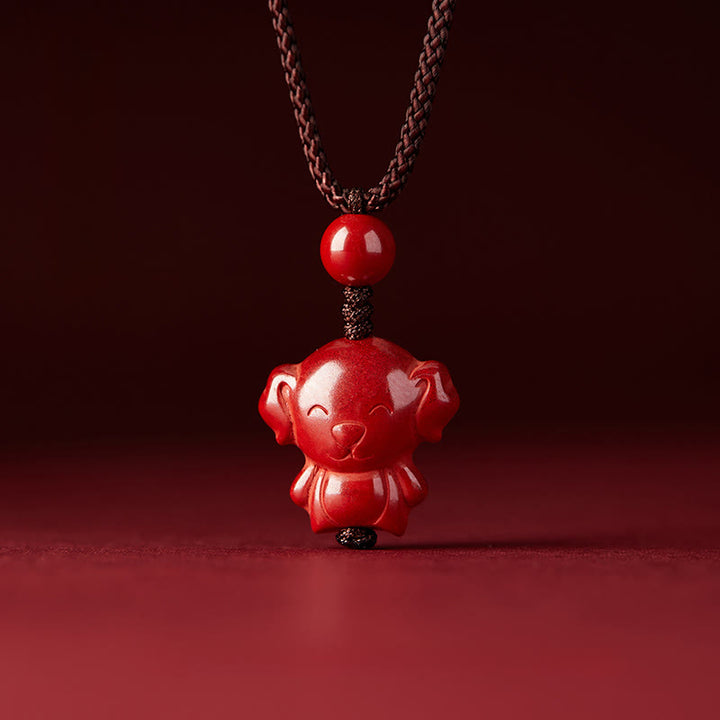 Collana con ciondolo in corda di benedizione in cinabro con design inciso, anno del cavallo, zodiaco cinese Buddha Stones - image 37