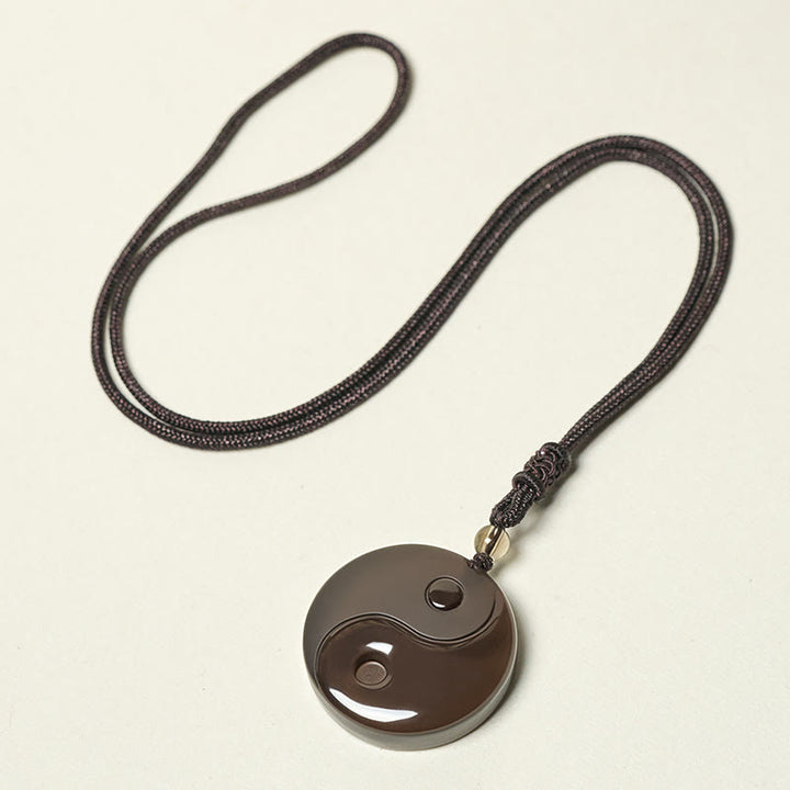 Buddha Stones Ossidiana nera Taoismo Cinque montagne sacre Mantra a nove caratteri Intagliato Purificazione Yin Yang Collana pendente - image 19