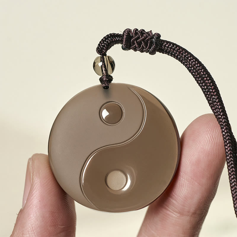 Buddha Stones Ossidiana nera Taoismo Cinque montagne sacre Mantra a nove caratteri Intagliato Purificazione Yin Yang Collana pendente - image 17