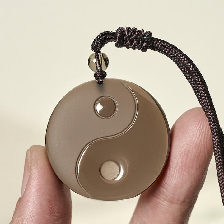 Buddha Stones Ossidiana nera Taoismo Cinque montagne sacre Mantra a nove caratteri Intagliato Purificazione Yin Yang Collana pendente - image 17