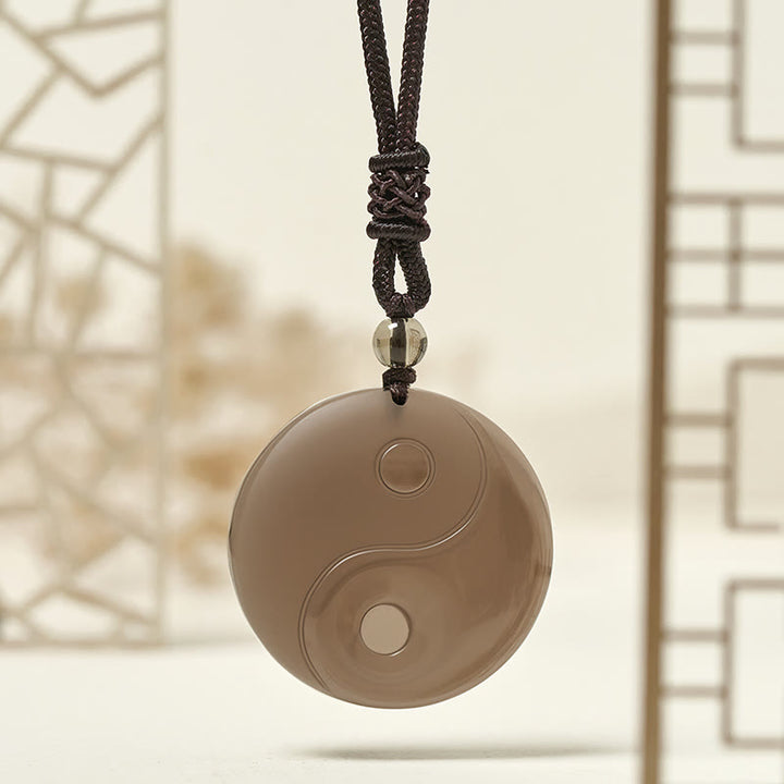 Buddha Stones Ossidiana nera Taoismo Cinque montagne sacre Mantra a nove caratteri Intagliato Purificazione Yin Yang Collana pendente - image 15