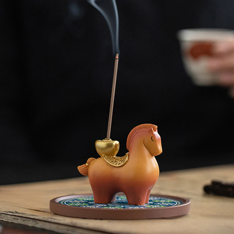 Buddha Stones Anno del Cavallo 2026 Lingotto di Capodanno che attrae ricchezza Decorazione per la casa Bruciatore di incenso - image 6