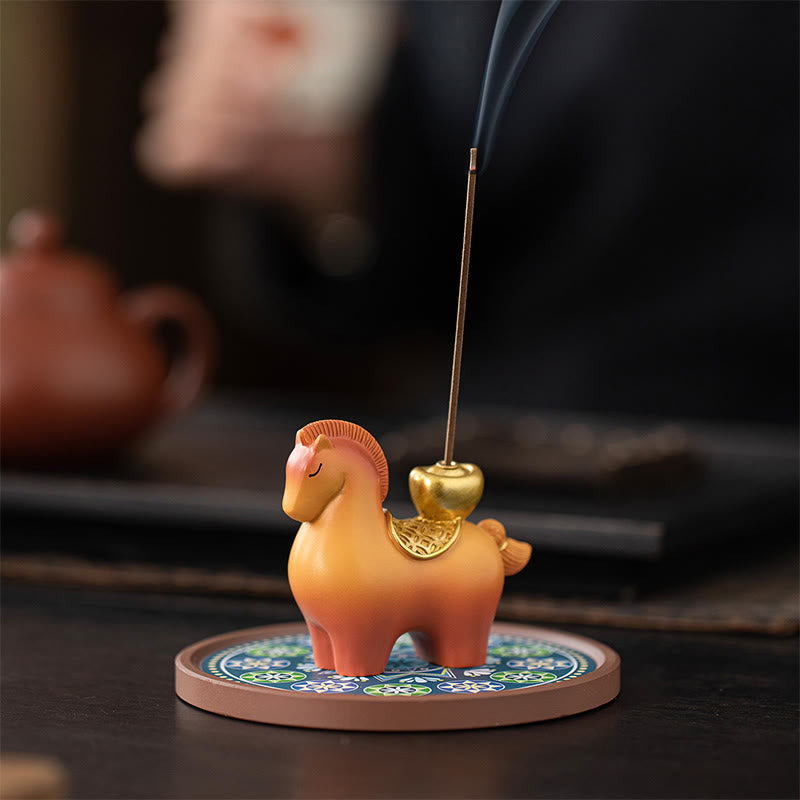 Buddha Stones Anno del Cavallo 2026 Lingotto di Capodanno che attrae ricchezza Decorazione per la casa Bruciatore di incenso - image 4