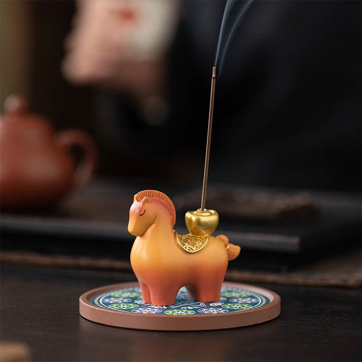 Buddha Stones Anno del Cavallo 2026 Lingotto di Capodanno che attrae ricchezza Decorazione per la casa Bruciatore di incenso - image 4