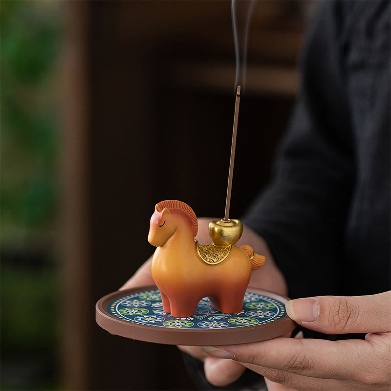 Buddha Stones Anno del Cavallo 2026 Lingotto di Capodanno che attrae ricchezza Decorazione per la casa Bruciatore di incenso - image 5