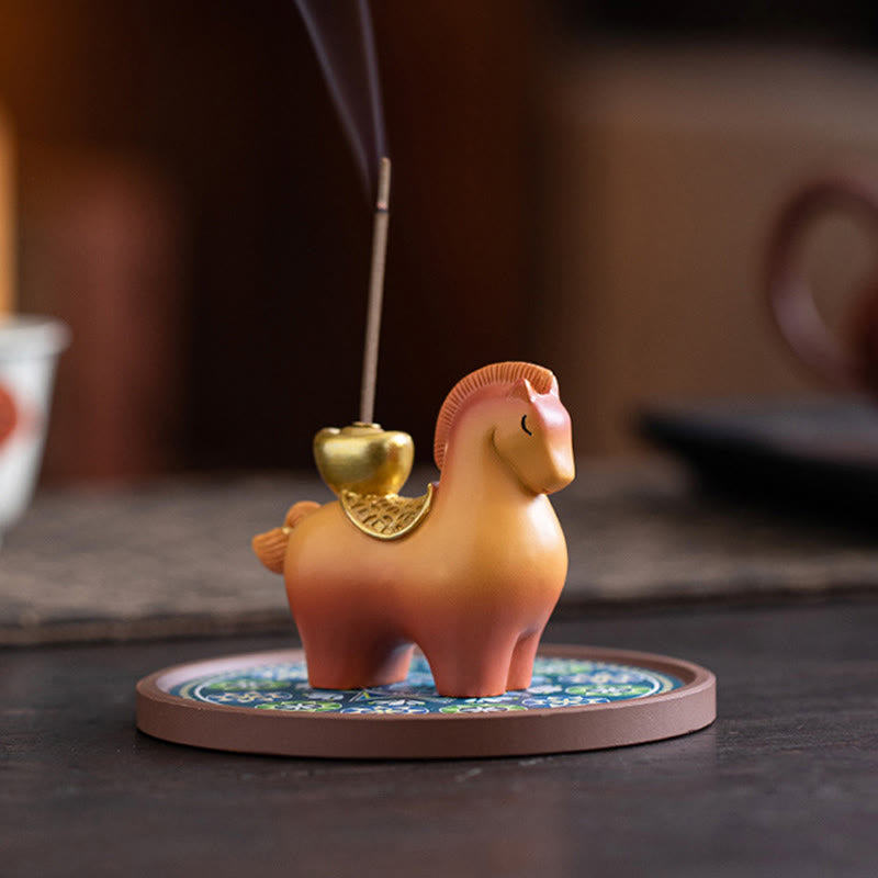 Buddha Stones Anno del Cavallo 2026 Lingotto di Capodanno che attrae ricchezza Decorazione per la casa Bruciatore di incenso - image 8