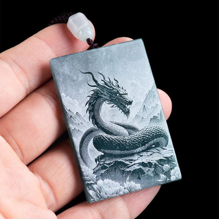 Buddha Stones Anno del Cavallo Zodiaco Cinese Incisione Giada Abbondanza Collana Pendenti - image 16